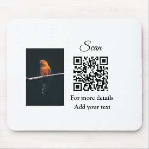 Simple animal name details QR code add text photo  Mouse Pad