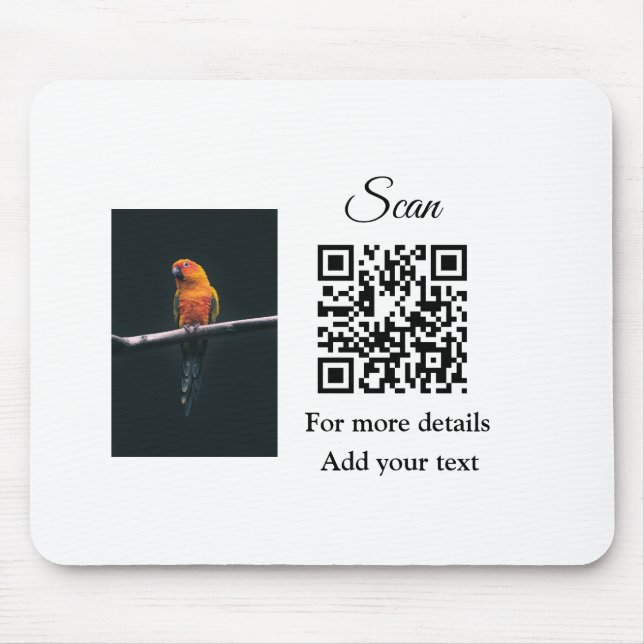 Simple animal name details QR code add text photo  Mouse Pad (Front)