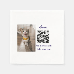 Simple animal name details QR code add text photo Napkin