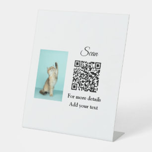 Simple animal name details QR code add text photo Pedestal Sign