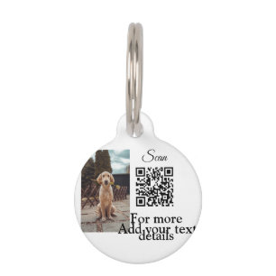 Simple animal name details QR code add text photo  Pet Tag