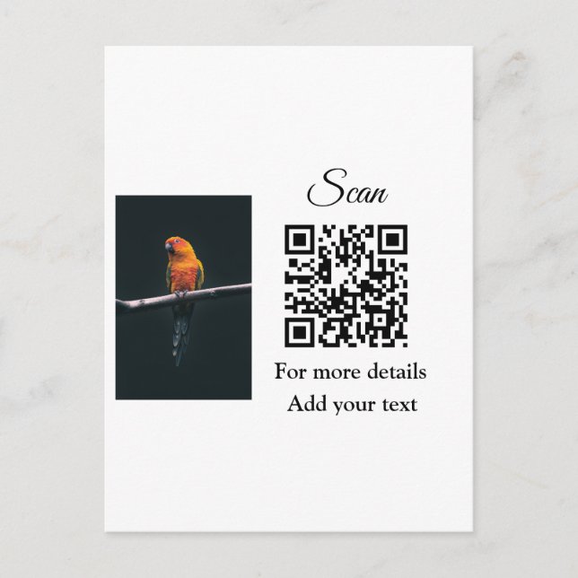 Simple animal name details QR code add text photo  Postcard (Front)