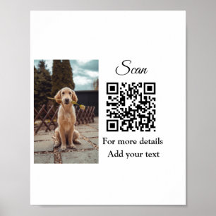 Simple animal name details QR code add text photo  Poster