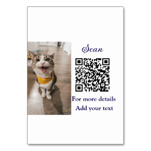 Simple animal name details QR code add text photo Table Number
