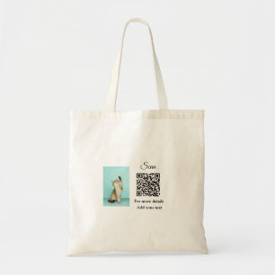 Simple animal name details QR code add text photo Tote Bag
