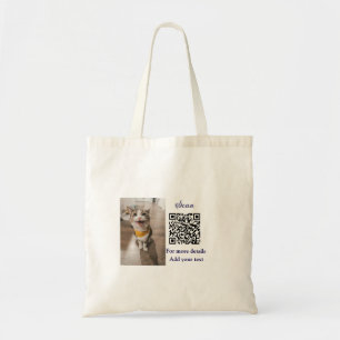 Simple animal name details QR code add text photo Tote Bag