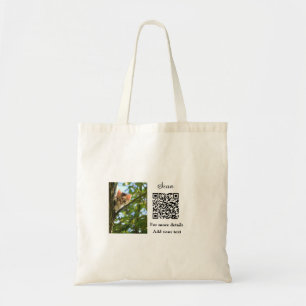 Simple animal name details QR code add text photo  Tote Bag