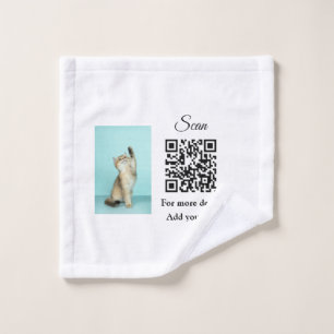 Simple animal name details QR code add text photo Wash Cloth