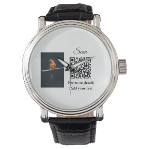 Simple animal name details QR code add text photo  Watch