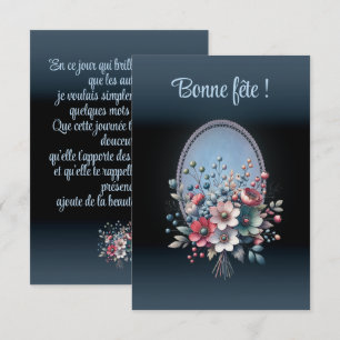 Simple anniversary card, Floral Azure Thank You Card