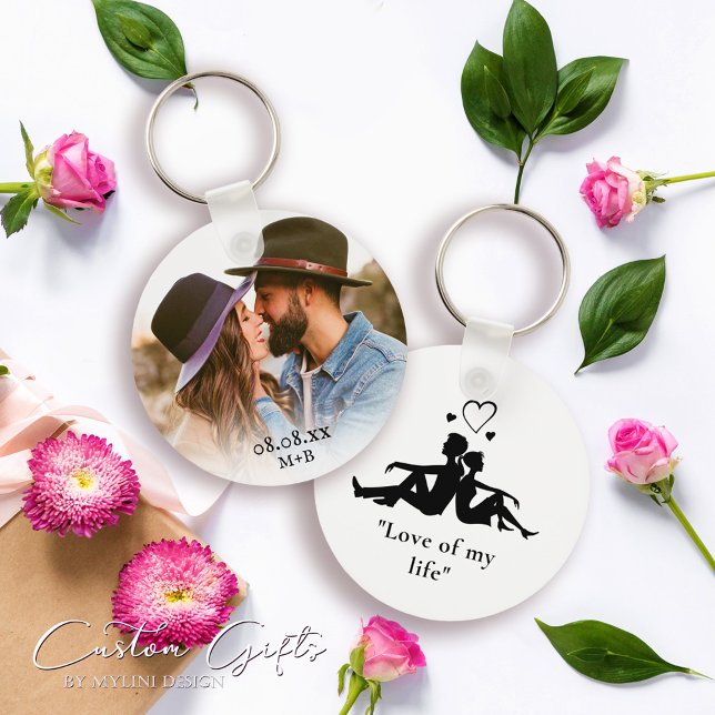 Simple Anniversary Valentines Day Photo Key Ring (Creator Uploaded)