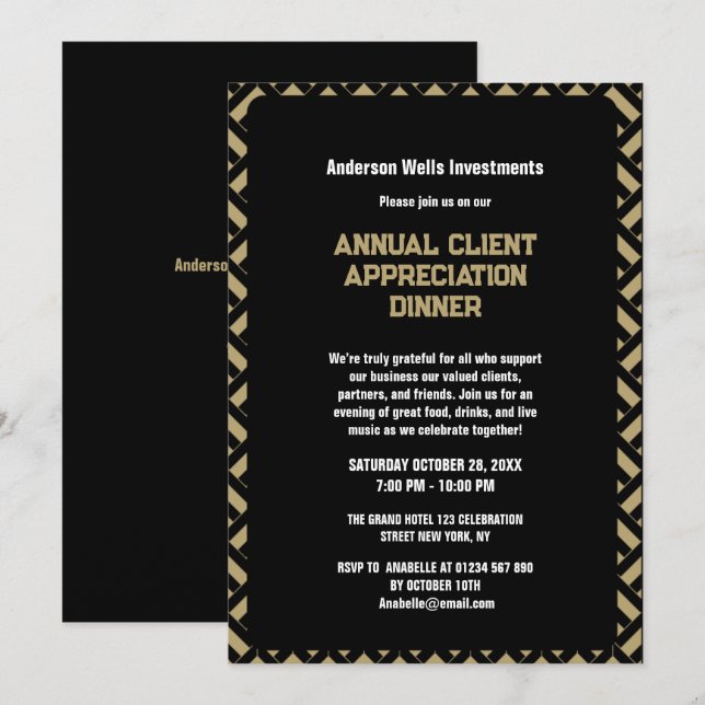 Simple Annual Client Appreciation Dinner Party   Invitation (Front/Back)