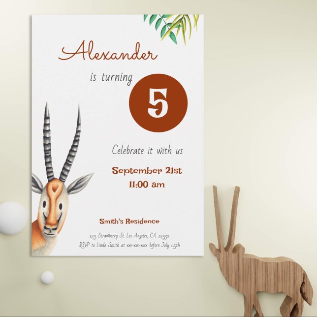 Simple Antelope Safari Birthday Invitation (Creator Uploaded)