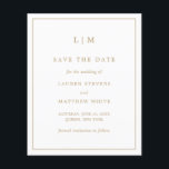 Simple Antique Gold Budget Wedding Save the Date<br><div class="desc">Simple budget save the date featuring a modern yet elegant design with your two letter monogram at the top and your wedding details surrounded by a thin border. All design elements are in faux gold and may be changed in the design editing tool. A chic and stylish design that is...</div>
