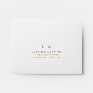 Simple Antique Gold Monogram Elegant RSVP Wedding Envelope