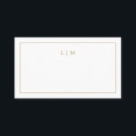 Simple Antique Gold Monogram Elegant Wedding Place Card<br><div class="desc">Simple wedding place card / escort card featuring an elegant and timeless design with your two letter monogram and a thin border in faux gold over a white background. The card is blank so that you may handwrite your guests names. The font colour may be changed to any colour in...</div>