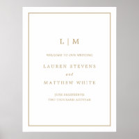 Simple Antique Gold Monogram Elegant Wedding