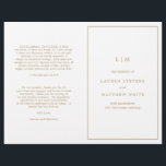 Simple Antique Gold Monogram Wedding Program<br><div class="desc">Simple folded Wedding Program featuring a modern yet elegant design with your two initial monogram along with your details surrounded by a thin border on the front cover. The inside has your wedding party on the left side and your order of ceremony on the right side. All design elements are...</div>