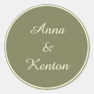 Simple Antique Gold Personalised Wedding Classic Round Sticker