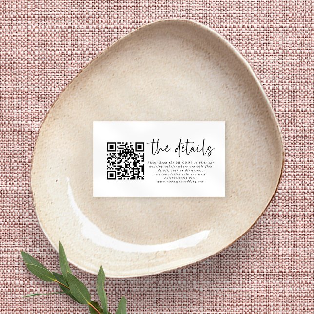 Simple Any Colour QR Code Wedding Details Enclosure Card (Creator Uploaded)