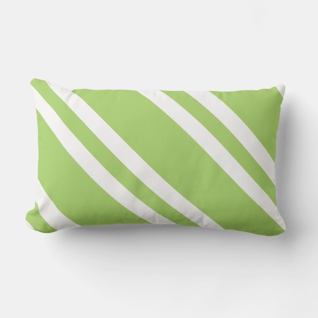 Simple Apple Green Stripes Lumbar Cushion (Front)