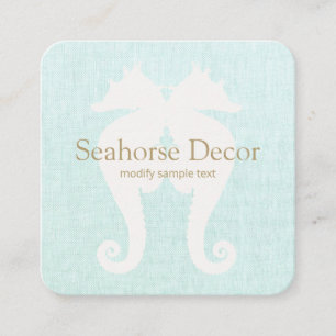 Simple Aqua Blue Seahorse Business Card