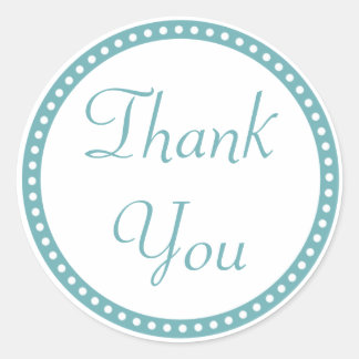 Simple Aqua Blue Thank You Stickers
