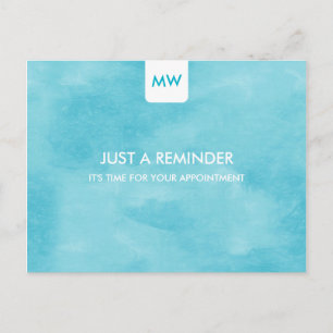 Simple Aqua Chic Appointment Reminder QR Code Postcard