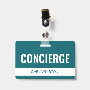 Simple Aqua Custom Hotel Concierge Employee ID Badge