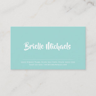 Simple Aqua Turquoise Handwritten Brush Script Business Card