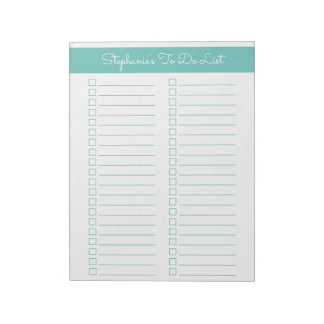 Simple Aqua Vertical 8.5x11 Two Column Checklist Notepad