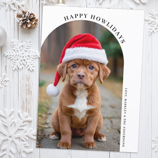 Simple Arch Christmas Custom Pet Dog Photo Holiday Card (Creator Uploaded)