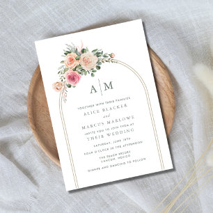 Simple Arch Floral Garden Wedding  Invitation