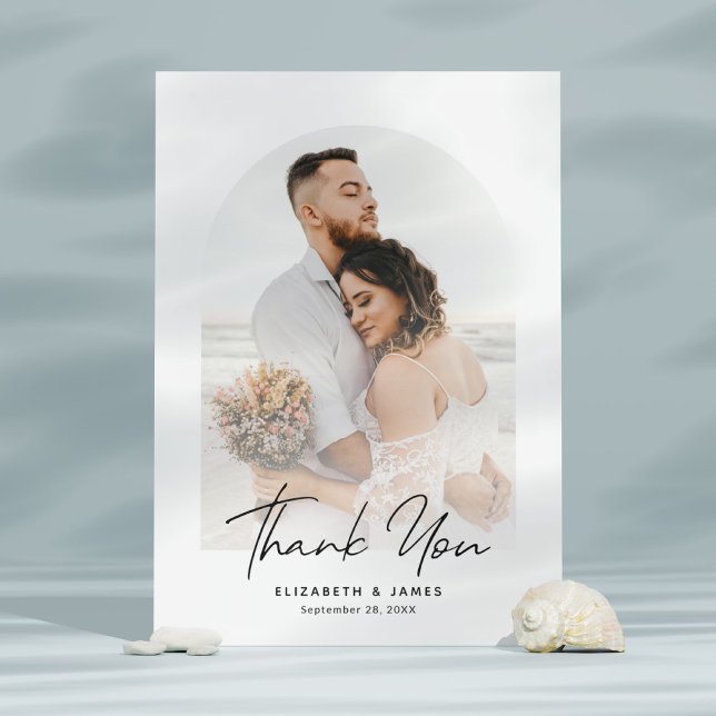 Simple Arch Frame Photo Wedding Thank You Card (Creator Uploaded)