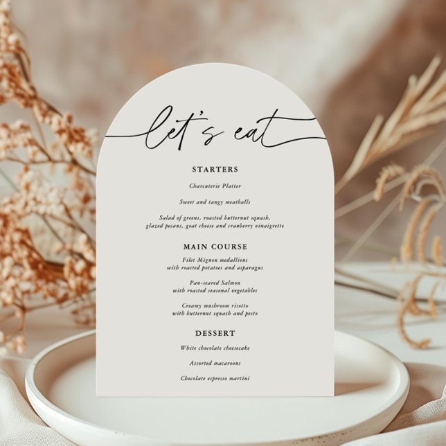 Simple Arch Let's Eat Wedding Menu Card (Creator Uploaded)