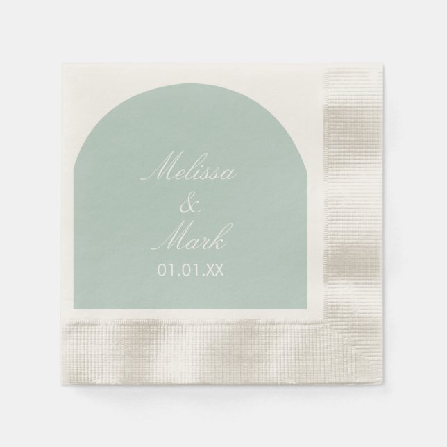 Simple Arch Minty Shape Monogram Napkin (Front)