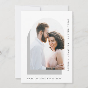 Simple Arch   Modern Two Photo Grey and White Save The Date