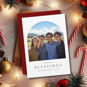 Simple Arch Photo Christmas Blessings Religious Holiday Card