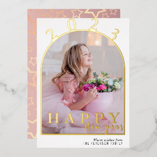 Simple Arch Photo   Happy New Year Foil Holiday Card