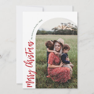 simple arch red merry christmas holiday card
