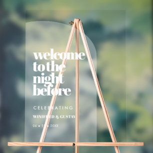Simple arch Rehearsal dinner Clear Welcome Acrylic Sign
