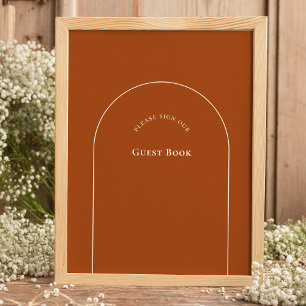Simple Arch Terracotta Wedding Guest Book Sign
