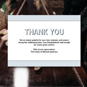 Simple Arctic Mist Traditional Sympathy Funeral Thank You Card