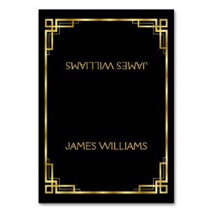 Simple Art Deco Black And Gold Place Card