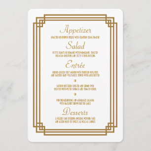 Simple Art Deco White Wedding Menu