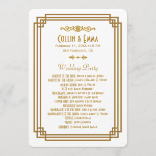 Simple Art Deco White Wedding Programs