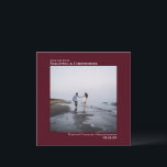 Simple Artsy Minimal Photo Burgundy Wedding Save The Date<br><div class="desc">This simple wedding Save the Date card features an elegant square design with a burgundy background and symmetrically placed text which is left justified on the top and right justified on the bottom. Upload your photo and give your guests advance notice of your upcoming wedding date.</div>