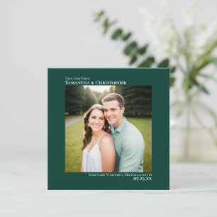 Simple Artsy Minimal Photo Emerald Green Wedding Save The Date