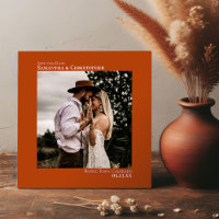 Simple Artsy Minimal Photo Rust Orange Wedding