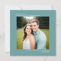 Simple Artsy Minimal Square Photo Teal Wedding